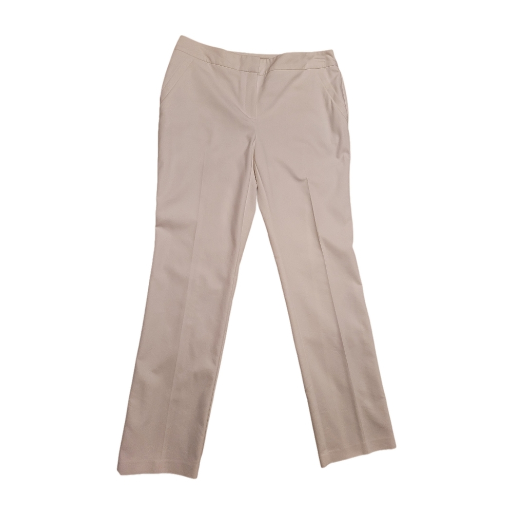 Chico"s So Slimming White Pants SZ 1 Regular Pockets Cotton Blend NWOT